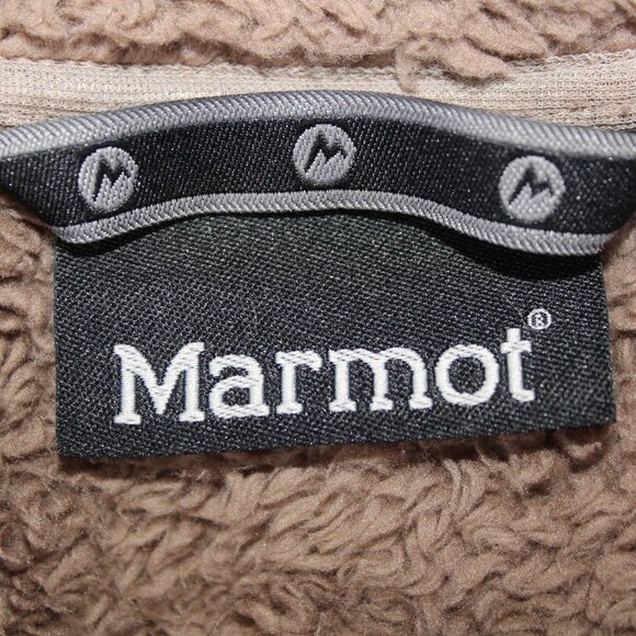 Marmot Brown Faux Fur Full Zip Hooded Jacket Size M Super Soft Style A91040 - Picture 11 of 16